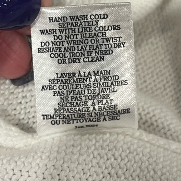 Z supply white cotton Bon Voyage crewneck embroidered sweater size Large - Picture 8 of 8